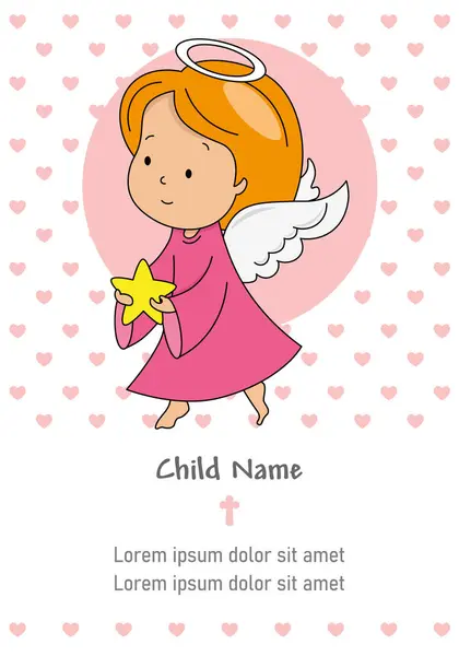 Moje První Přijímací Dívka Roztomilý Anděl Prostor Pro Text — Stockový vektor
