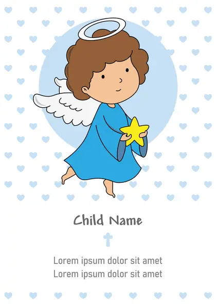 我的第一个圣餐男孩可爱的天使和文字空间 — 图库矢量图片#