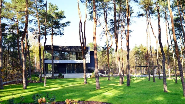 Moderne Villa Met Grote Patio Het Bos Modern Design Een — Stockfoto