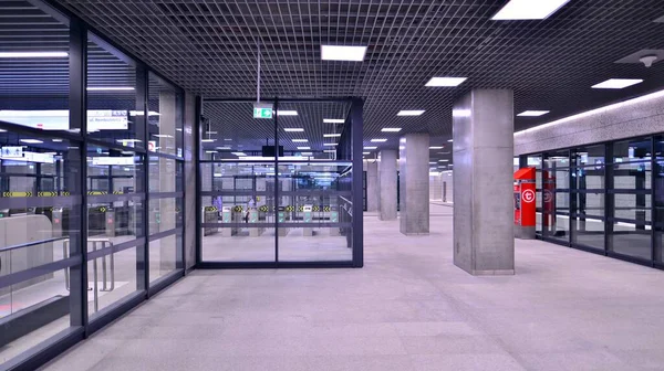 Warschau Polen November 2022 Modern Interieur Verlichting Van Metro Brodno — Stockfoto
