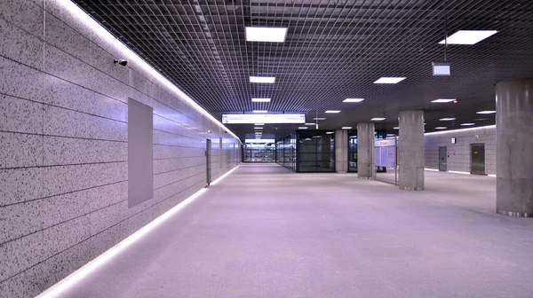 Varsovie Pologne Novembre 2022 Design Intérieur Moderne Éclairage Couloir Station — Photo