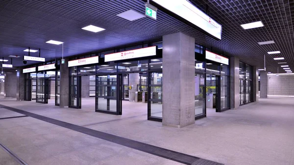 Warschau Polen November 2022 Modern Interieur Verlichting Van Metro Brodno — Stockfoto