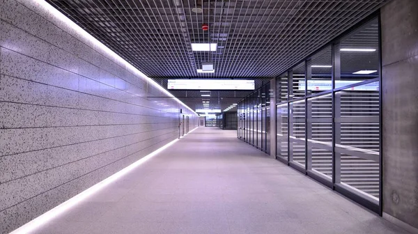 Varsovie Pologne Novembre 2022 Design Intérieur Moderne Éclairage Couloir Station — Photo