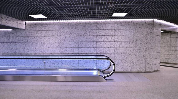 ポーランドのワルシャワ 2022年11月5日 地下鉄Kondratowicza駅の廊下のモダンなインテリアデザインと照明 ワルシャワ地下鉄2号線 — ストック写真