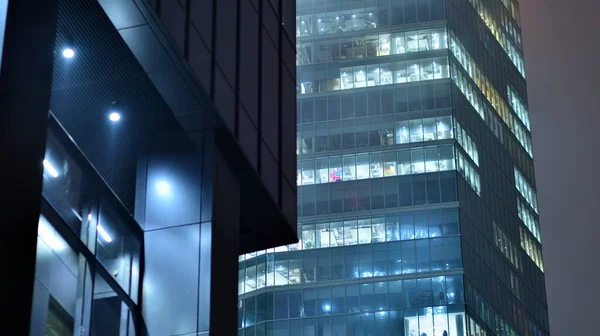 Modern Office Building City Night View Illuminated Offices Corporate Building — Stock Photo, Image