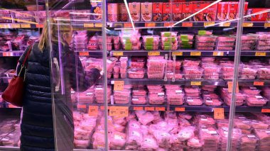 Warsaw, Poland. 9 February 2023. Inside supermarket Biedronka. 