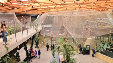 Lodz, Poland. 16 February 2023. Orientarium Zoo Lodz. Modern interior of Orientarium Zoo with inner  paddock.