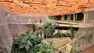 Lodz, Poland. 16 February 2023. Orientarium Zoo Lodz. Modern interior of Orientarium Zoo with inner  paddock.