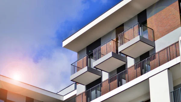 stock image Modern architecture building facade with balconies. New apartments. Contemporary apartment building.