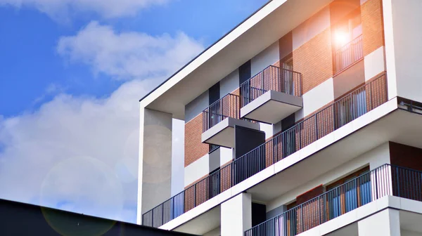 stock image Modern architecture building facade with balconies. New apartments. Contemporary apartment building.