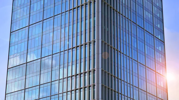 Felnézek Belvárosi Kereskedelmi Épületekre Modern Irodaház Kék Ellen Egy Modern — Stock Fotó