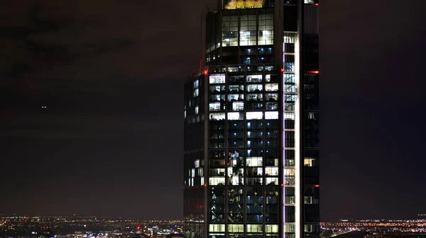 Pohled Noční Skleněné Budovy Moderní Obchodní Mrakodrapy Pohled Moderní Mrakodrapy — Stock fotografie