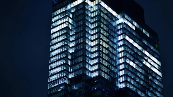 Schéma Des Immeubles Bureaux Fenêtres Éclairées Nuit Architecture Verre Bâtiment — Photo