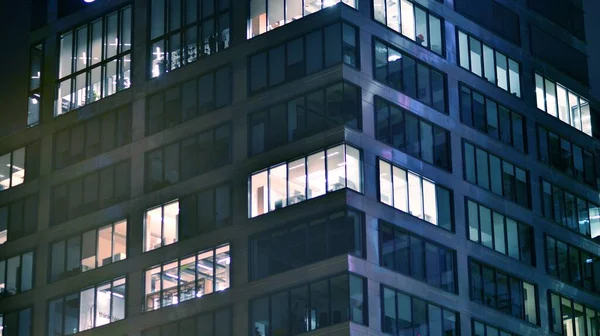 Pattern Office Buildings Windows Illuminated Night Glass Architecture Corporate Building — Stock Photo, Image