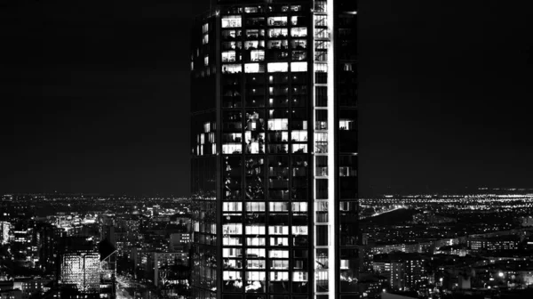 Vista Edifici Vetro Notte Moderni Grattacieli Aziendali Vista Grattacieli Moderni — Foto Stock