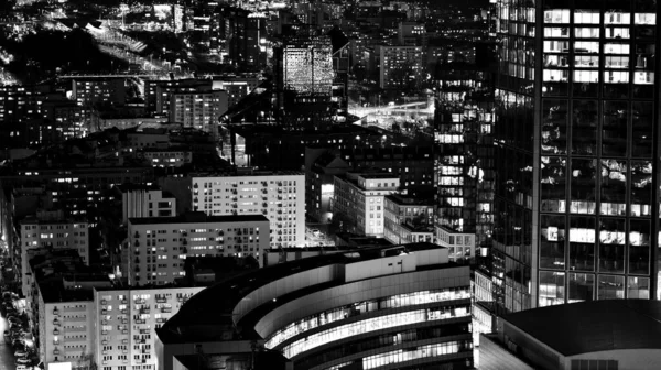 Vista Edificios Vidrio Noche Rascacielos Negocios Modernos Vista Rascacielos Modernos — Foto de Stock