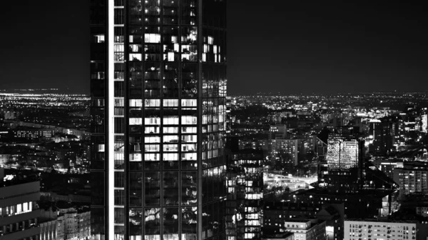 View Night Glass Buildings Modern Business Skyscrapers View Modern Skyscrapers — Stock Photo, Image