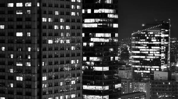 Вид Нічні Скляні Будівлі Сучасні Ділові Хмарочоси Вид Сучасні Хмарочоси — стокове фото