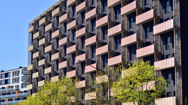 Ekologi Och Grönt Boende Staden Stadsmiljö Koncept Modern Lägenhet Byggnad — Stockfoto