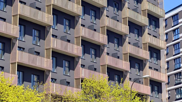 Ecología Vida Verde Ciudad Concepto Ambiente Urbano Moderno Edificio Apartamentos — Foto de Stock