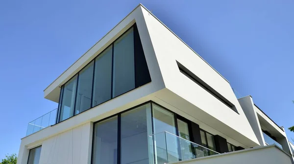 Casa Albă Elegantă Concept Deschis Vila Lux Modernă Exterioară Casă — Fotografie, imagine de stoc