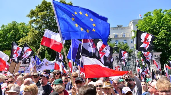 Varşova Polonya Haziran 2023 Polonya Muhalefeti Büyük Bir Hükümet Karşıtı — Stok fotoğraf