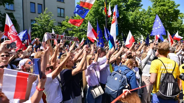 Warschau Polen Juni 2023 Poolse Oppositie Voert Een Groot Protest — Stockfoto