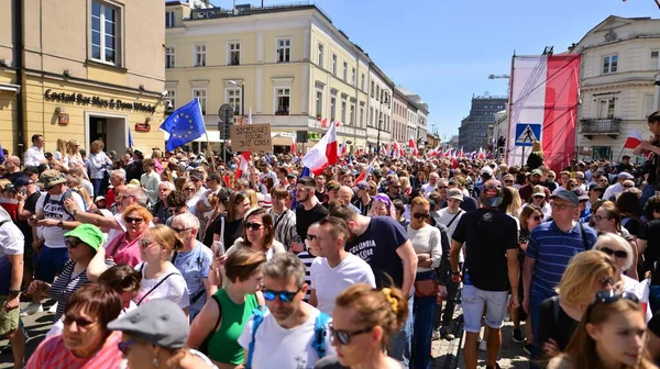 Varsó Lengyelország 2023 Június Lengyelország Ellenzéki Fokozatok Jelentős Kormányellenes Tiltakozás — Stock Fotó