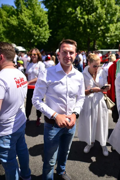 stock image Warsaw, Poland. 4 June 2023. Opposition politicians at a march organized by Donald Tusk. It was the biggest demonstration seen in Poland since the fall of communism.