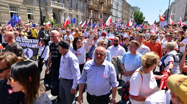 Warsaw Poland June 2023 Opposition Politicians March Organized Donald Tusk — Stock Photo, Image