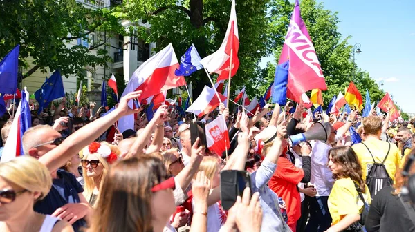 Warschau Polen Juni 2023 Hunderttausende Demonstrieren Gegen Die Regierung Ihre — Stockfoto