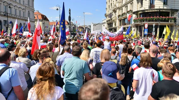 Varsó Lengyelország 2023 Június Százezrek Vonulnak Kormányellenes Tiltakozással Hogy Támogassák — Stock Fotó