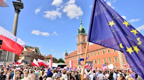Варшава Польща Червня 2023 Сотні Тисяч Марширують Антиурядових Протестах Щоб — стокове фото