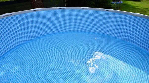 Water Flowing Hose Pool Filling Swimming Pool — Stock Photo, Image