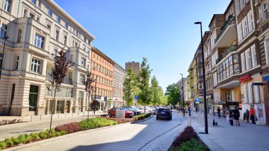 Szczecin, Polonya. 7 Eylül 2023. Szczecin sokaklarında. Şehir merkezi.