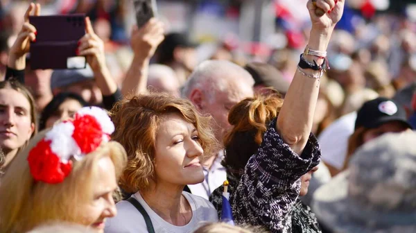 Varşova Polonya Ekim 2023 Milyonların Yüreği Yürüyüşü Yüz Binlerce Insan — Stok fotoğraf