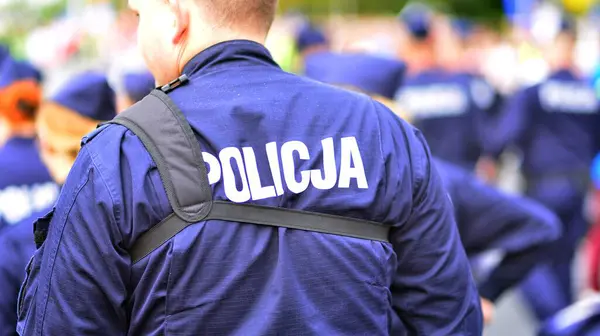 Полицейский Знак Логотип Обороте Полицейской Формы Полицья — стоковое фото
