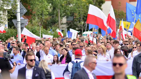 Warschau Polen Oktober 2023 Donald Tusk Tijdens Grootste Demonstraties Polen — Stockfoto