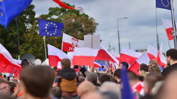 Warsaw Poland October 2023 March Million Hearts Hundreds Thousands March — Stock Photo, Image