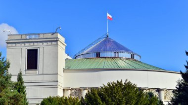 Varşova, Polonya. 17 Ekim 2023. Sejm, Polonya parlamentosunun bu alt meclisi. Yasama Sejm, Polonyalı milletvekillerinin yasa çıkardıkları toplantı yeri. Polonya parlamentosu.