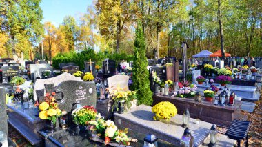 Warsaw, Poland. 1 November 2023. Parish cemetery in Warszawa Radosc at Izbicka Street clipart