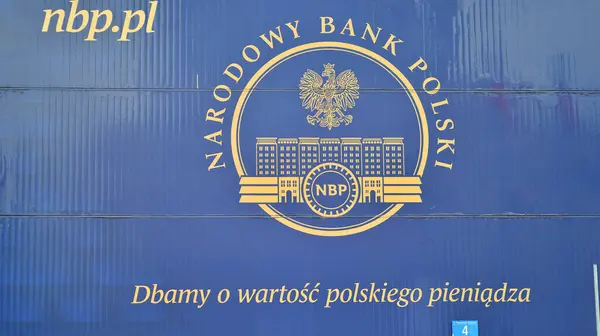 Varsovia Polonia Diciembre 2023 Firma Narodowy Bank Polski Imágenes de stock libres de derechos
