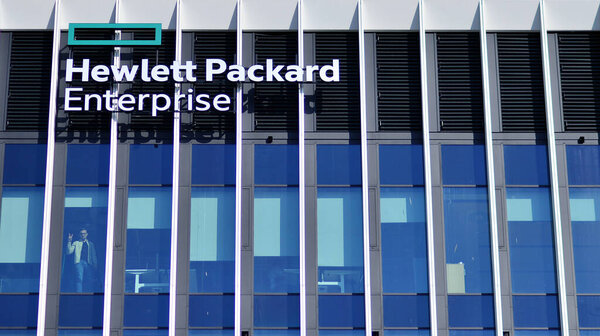 Warsaw, Poland. 6 March 2024. Sign Hawlett Packard Enterprise. Company signboard Hawlett Packard Enterprise. 