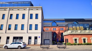 Warsaw, Poland. 9 July 2024. View of building of the Elektrownia Powisle. A revitalized former factory building. The history of the Powisle Power Plant is over 100 years old. clipart