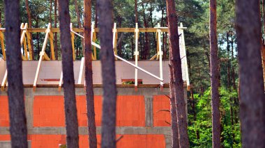 Ormanda inşaat halindeki tek aile evi.