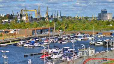 Szczecin, Polonya. 14 Eylül 2024. Szczecin şehrinde yat marinası