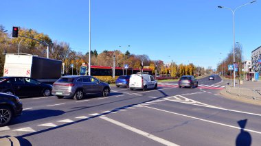 Warsaw, Poland. 5 November 2024. Car traffic in Mokotow district area of the city. clipart