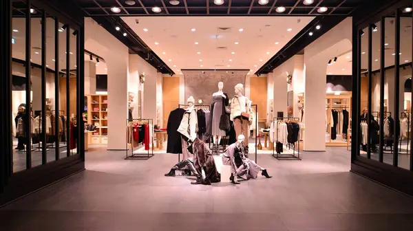 Varşova, Polonya. 21 Kasım 2024. Fabryka Norblina alışveriş merkezinin içi. Answear mağazası ve en büyük online mağazalardan birinin logosu..