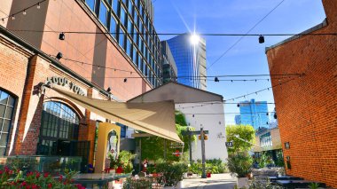 Warsaw, Poland. 21 September 2025. New business and financial district Wola with Fabryka Norblina office centrum. It is a new part of the city with offices, shops, restaurants and cafes.