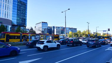 Warsaw, Poland. 26 September 2025. Downtown street traffic. On Towarowa street on summer day. The area around Rondo Daszynskiego.